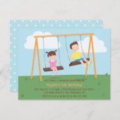 パークプレイグラウンド子供の誕生日パーティの招待状 招待状 (正面/裏面)