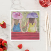 パークベンチガールフレンズモノグラムパーティー スタンダードランチョンナプキン (インサイチュ)