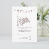 パークベンチRSVPで2匹のかわいい結婚猫 出欠カード (スタンド正面)