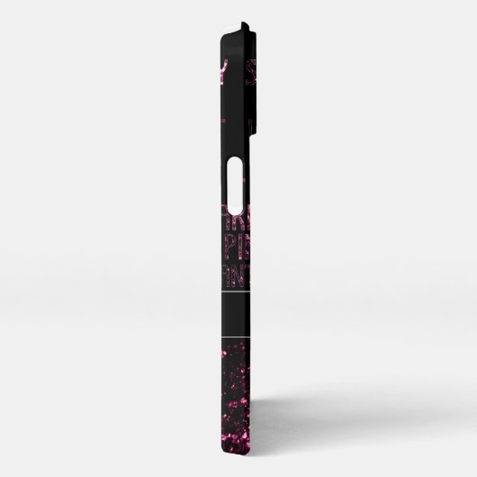 パークリもしーピンク私はそれが欲しいブラックパターンモノグラム iPhoneケース (右側面)