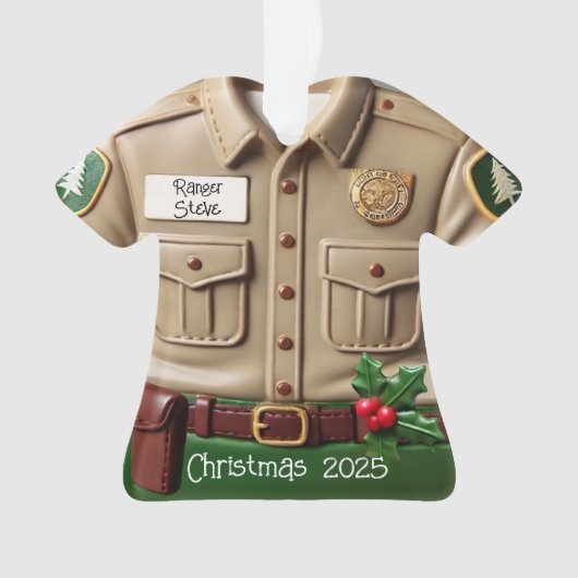 パークレンジャーシャツクリスマスオーナメントパーソナライズされた(Park Ranger Shirt オーナメント (正面)