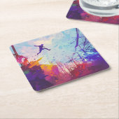 パークールアーバンランニングフリーフリースタイリングモダンアート スクエアペーパーコースター (アングル)