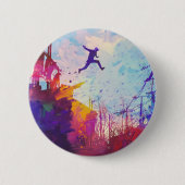 パークールアーバンランニングフリーフリースタイリングモダンアート 缶バッジ (正面)