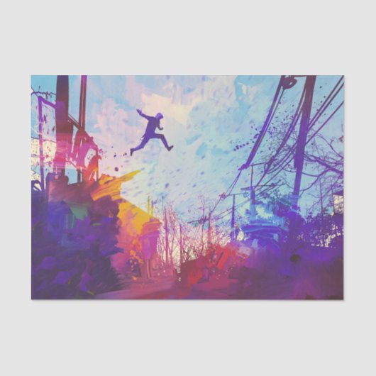 パークールアーバンランニングフリーフリースタイリングモダンアート 薄葉紙 (正面)