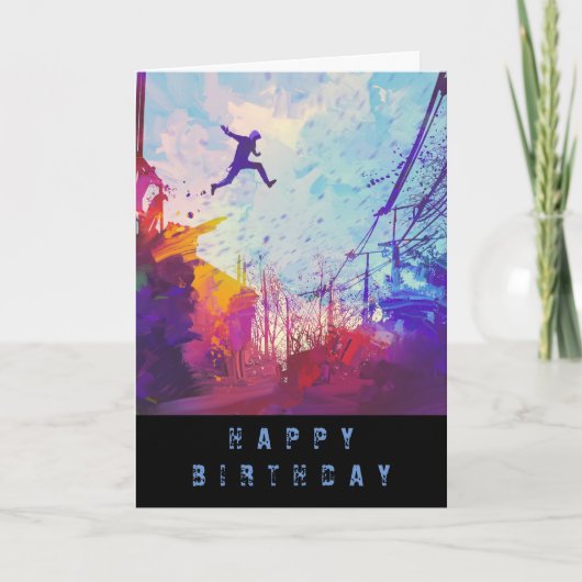 パークールアーバン障害コースモダンスポーツアート カード (正面)