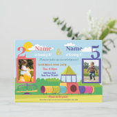 パーク子供の誕生日ガールズボーイズ任意の年齢共同写真 招待状 (スタンド正面)