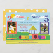 パーク子供の誕生日ガールズボーイズ任意の年齢共同写真 招待状 (正面/裏面)