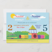 パーク子供の誕生日ガールズボーイズAny Ageジョイントパーティー 招待状 (正面)