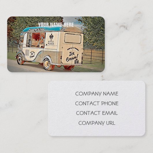 パーク王室のスヴィンテージアイスクリームトラック 名刺 (正面/裏面)