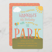 パーク誕生日パーティーへの招待 |プレイグラウンドパーティー 招待状 (正面/裏面)