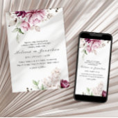 パーシモンピンク ワインレッド 花の結婚式 招待状