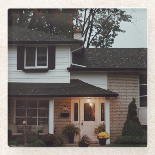 パーシャル写真オブビューティフルハウスガラスコースター ガラスコースター (正面)