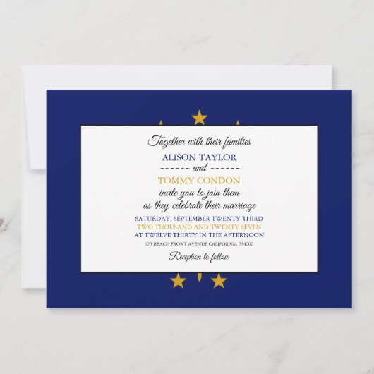 パーシー州旗、インディアナ州旗結婚。 招待状 (正面)