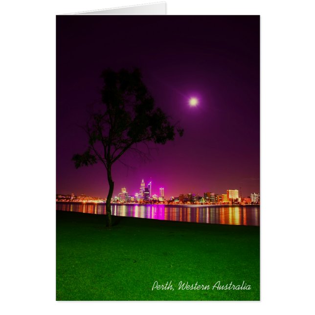 パースの南前浜からのパース都市ライト (正面)