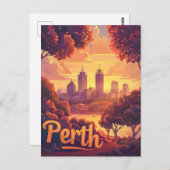 パースの夕暮れ：白鳥の川の上のサンセット交響曲 ポストカード (正面/裏面)