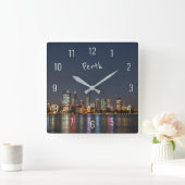 パースオーストラリアスカイラインナイトリフレクションズリバー スクエア壁時計 (ホーム)