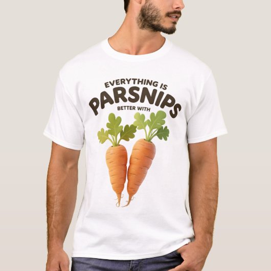 パースニップが好きな人へのギフトTシャツ - 面白い野菜のデザイン Tシャツ (正面)