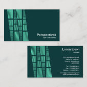 パースペクティブv2 -ターコイズと白の暗いティール(緑がかった色) 名刺 (正面/裏面)