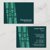 パースペクティブv2 -ターコイズと白の暗いティール（緑がかった色） 名刺 (正面/裏面)