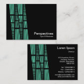 パースペクティブv2 -ターコイズと白（黒） 名刺 (正面/裏面)