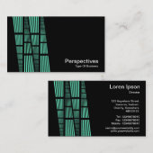 パースペクティブv2 -ターコイズと白（黒） 名刺 (正面/裏面)