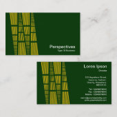 パースペクティブv2 – 濃い緑のオレンジと白 名刺 (正面/裏面)