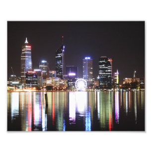 パース都市、夜スカイライン、Austraila 10 x 8 -プリント フォトプリント