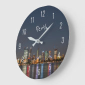 パース・オーストラリア・スカイライン・ナイト・リフレクション・リバー ラージ壁時計 (傾斜)
