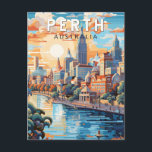 パース・オーストラリア・トラベルアートヴィンテージ ポストカード<br><div class="desc">パースのレトロベクトル移動デザイン。西オーストラリア州の州都パースは、白鳥の川が南西の海岸と交わる場所に位置する。</div>