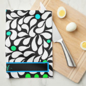 パーソナはっきりしたリモダン花ブルーティール（緑がかった色）グラデーション キッチンタオル (四つ折り)