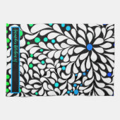 パーソナはっきりしたリモダン花ブルーティール（緑がかった色）グラデーション キッチンタオル (横)