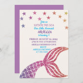 パーソナイズ·マーメイド第1誕生日招待状 招待状 (正面/裏面)