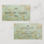 パーソナエレガントライズモダン金ゴールドと緑の斑入り 名刺 (正面/裏面)