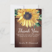 パーソナカスタムライズ素朴シックサンフラワーバーンウッド サンキューカード (正面)