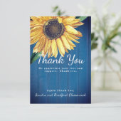 パーソナカスタムライズ素朴ヒマワリアンウッドネイビー サンキューカード (スタンド正面)