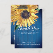 パーソナカスタムライズ素朴ヒマワリアンウッドネイビー サンキューカード (正面/裏面)