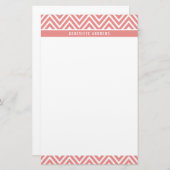パーソナカスタムルクパターン(の模様が)あるキュートなコーラルピンク 便箋 (正面/裏面)