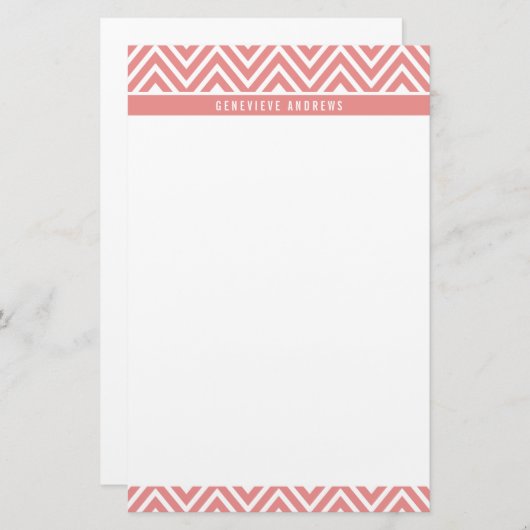 パーソナカスタムルクパターン（の模様が）あるキュートなコーラルピンク 便箋 (正面/裏面)