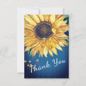 パーソナライカスタムズ素朴ブルーサンフラワーバーンウッド サンキューカード (裏面)