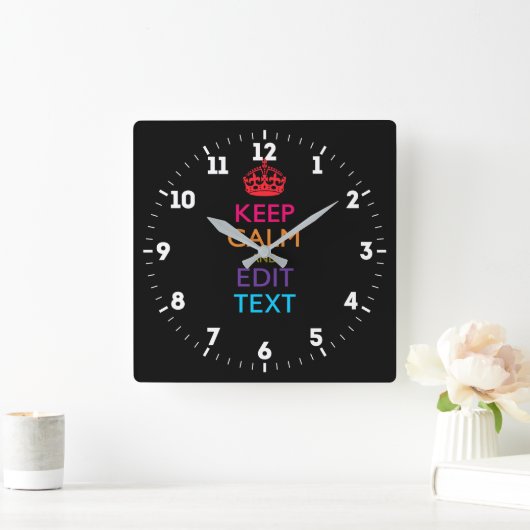 パーソナライズあなたの文字を持つために平静を多彩保って下さい スクエア壁時計 (ホーム)