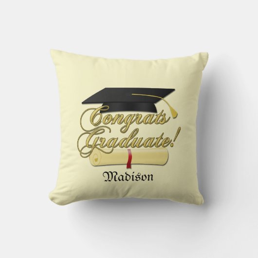 パーソナライズおめでとう大学院卒業証書PLdesign クッション (正面)