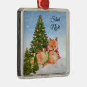 パーソナライズかわいいクリスマスキツネ動物の休日 メタルオーナメント (右)