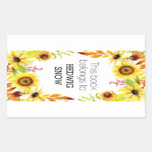 パーソナライズこの本は花の蔵書票に属します 長方形シール