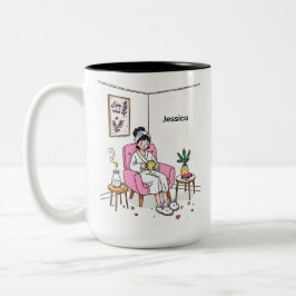 パーソナライズされたあたたかな娘へのコーヒーギフト かわいい リラックス ツートーンマグカップ