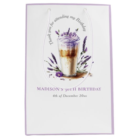 パーソナライズされたありがとうコーヒー誕生日 ミディアムペーパーバッグ (正面)