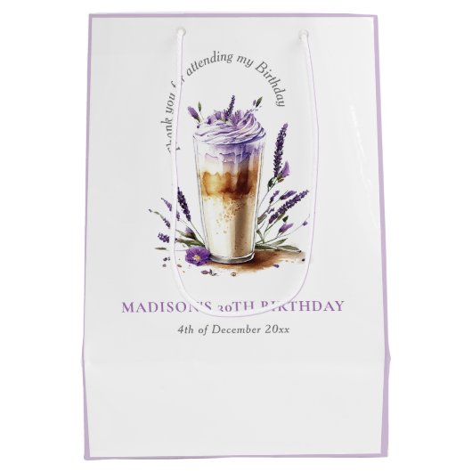 パーソナライズされたありがとうコーヒー誕生日 ミディアムペーパーバッグ (裏面)