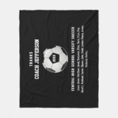 パーソナライズされたありがとうサッカー監督ギフトカスタム フリースブランケット (正面)