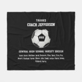 パーソナライズされたありがとうサッカー監督ギフトカスタム フリースブランケット (正面(横))