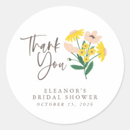 パーソナライズされたありがとうブライダルシャワー野花 ラウンドシール