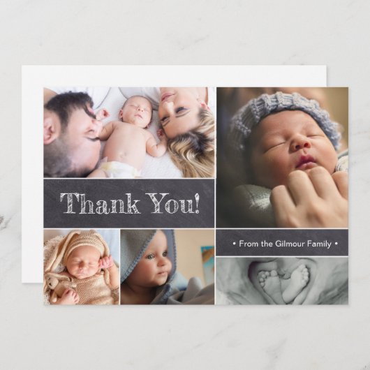 パーソナライズされたありがとうベビー誕生発表 案内状 (正面/裏面)